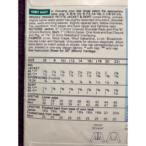 Butterick 5034 pattern blazer boxy boyfriend 1980s size 6 8 10 - Picture 5 of 7